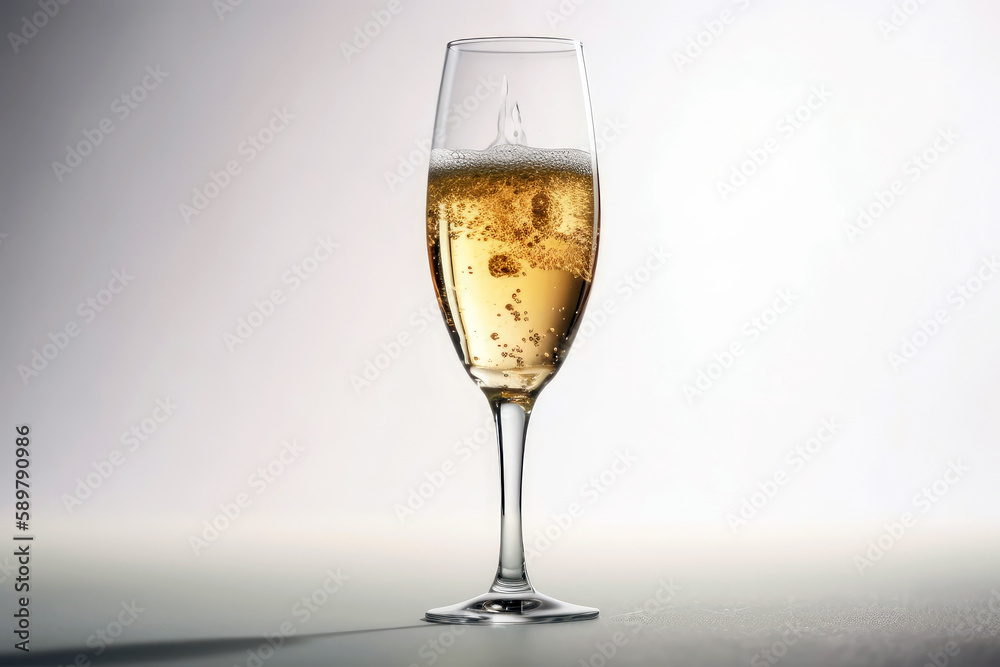 Champagne On White Background. Generative AI Champagne On White Background. Generative AI