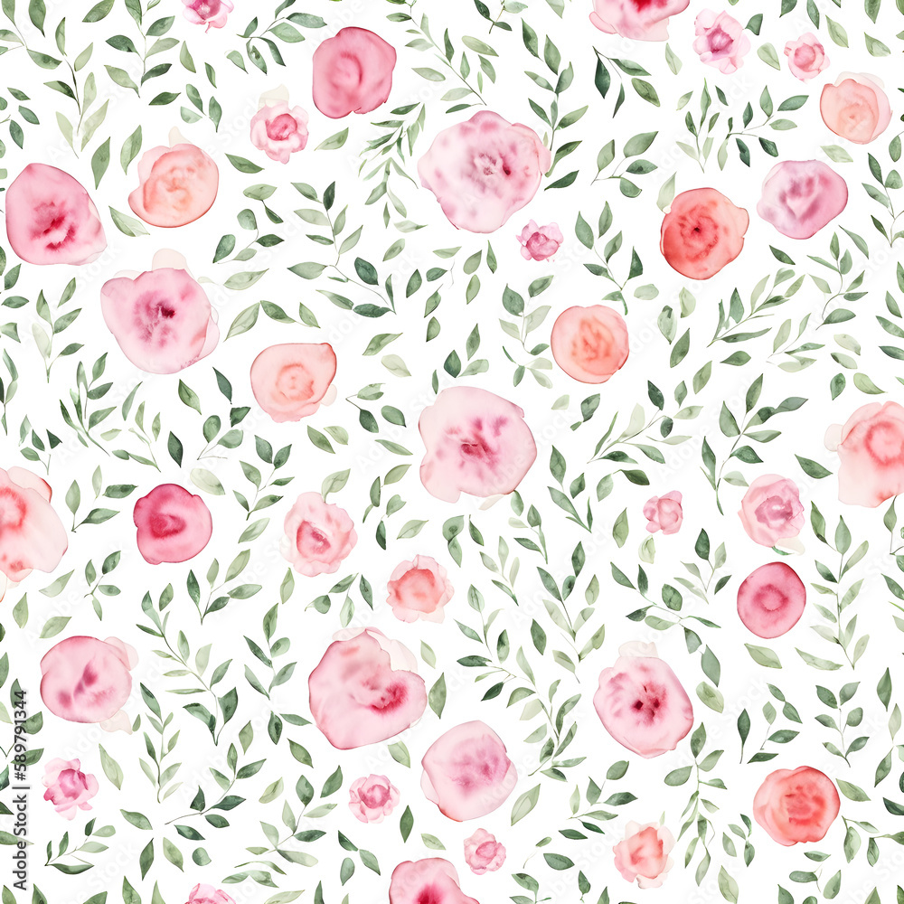 seamless pattern with roses on a white background