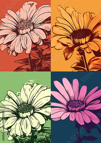 pop art illustration of flowers