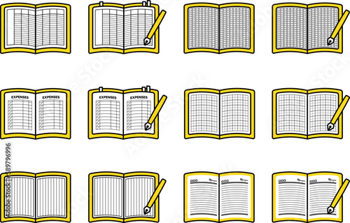 It is a simple illustration set of various notebooks.