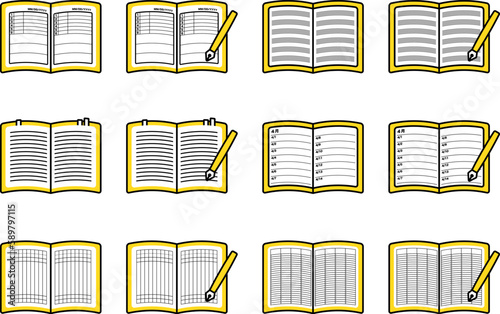 It is a simple illustration set of various notebooks.