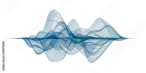 Abstract wireframe sound waves, visualization of frequency signals audio wavelengths, conceptual futuristic technology waveform background