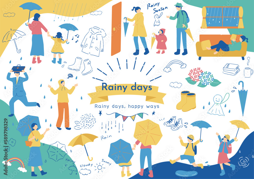 Fototapeta premium 梅雨に使いやすいイラスト素材集