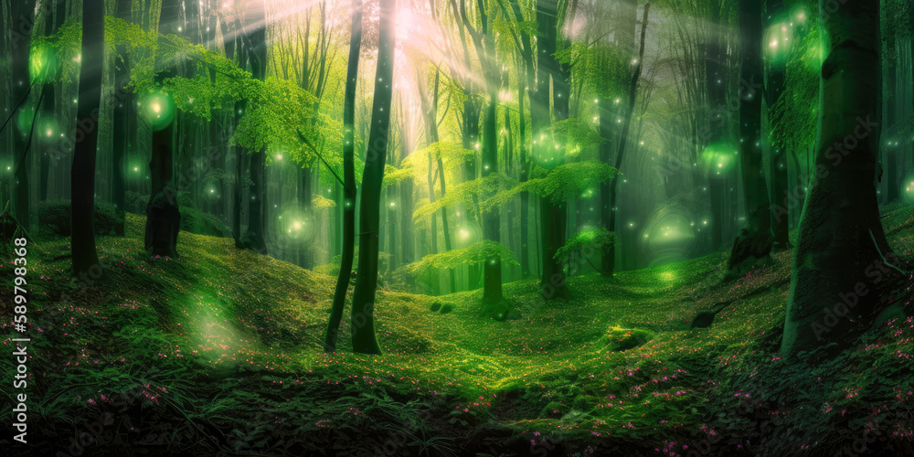 Fototapeta premium Magical dreamy forest - Generative AI