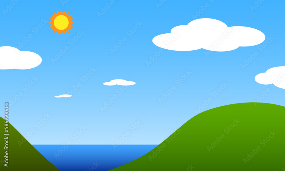Fototapeta premium 空と海がメインのイラスト4