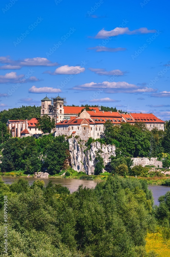 Beautiful historic monastery on the Vistula River in Poland.. Benedictine abbey in Tyniec near Krakow, Poland.