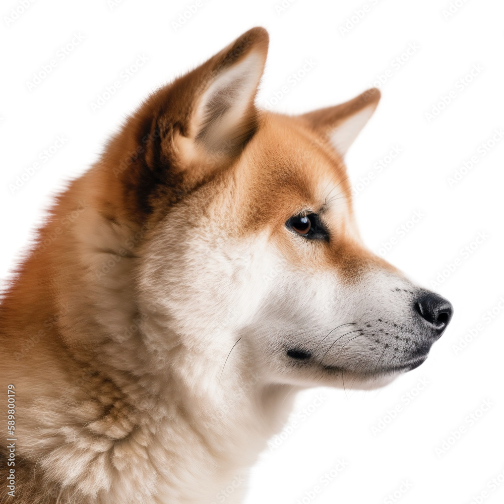 Portrait of Shiba Inu dog on a transparent background. Generative AI