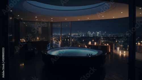 Luxurious penthouse with panoramic city views. Pool