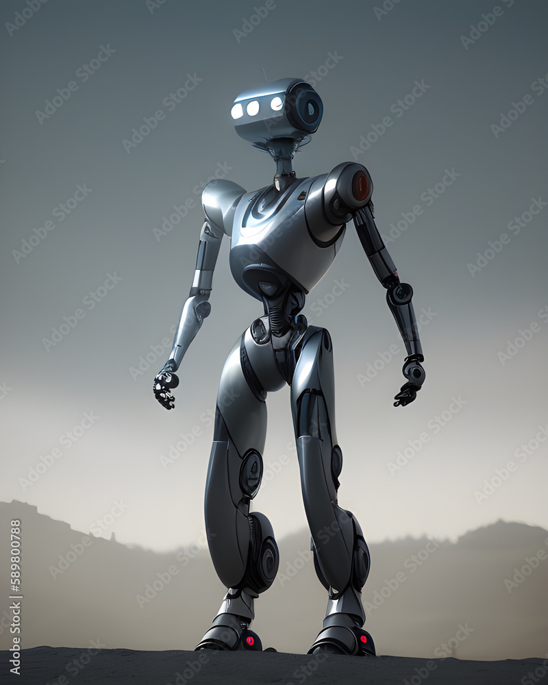 Standing futuristic robot