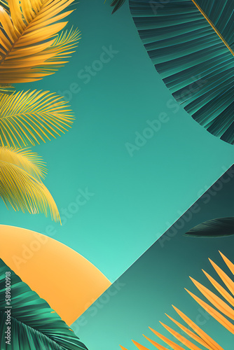 Tropical background with empty space for writing. Generative AI