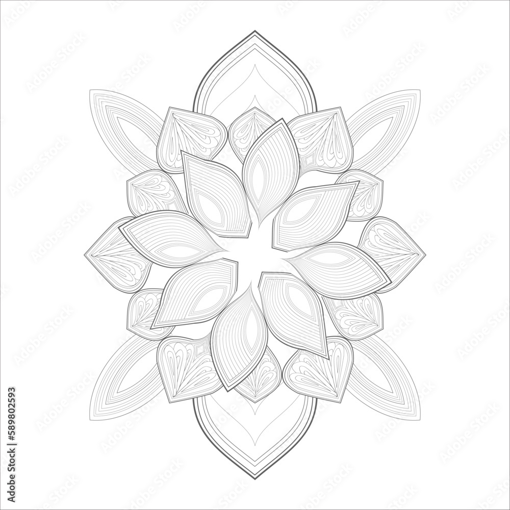 Decorative Abstract Flowers in Black for adult colouring page Isolated on White Background.-vector Decorative Abstract Flowers in Black for adult colouring page Isolated on White Background.-vector