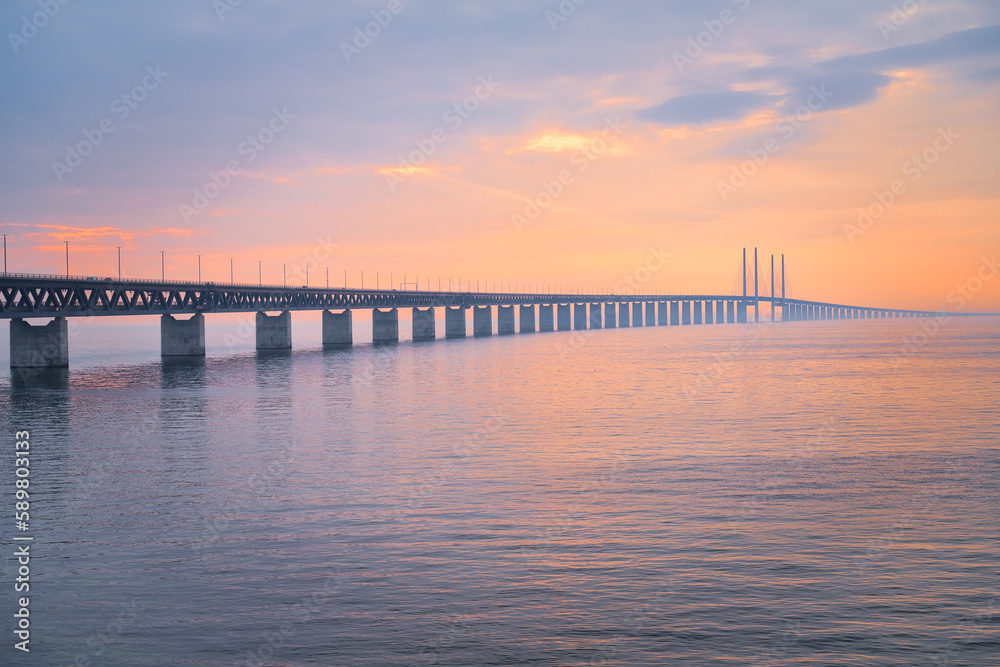 The Oresund Bridge is a combined motorway and railway bridge between Sweden and Denmark (Malmo and Copenhagen). 