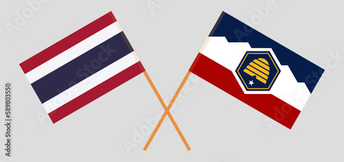 Crossed flags of Thailand and The State of Utah. Official colors. Correct proportion photo