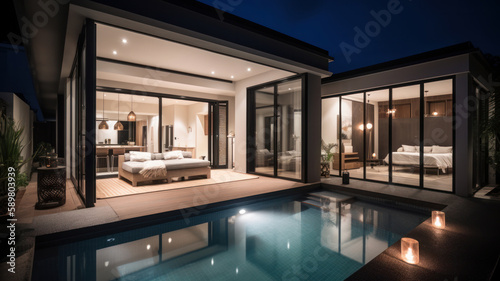Real estate luxury villa. Illustration AI Generative