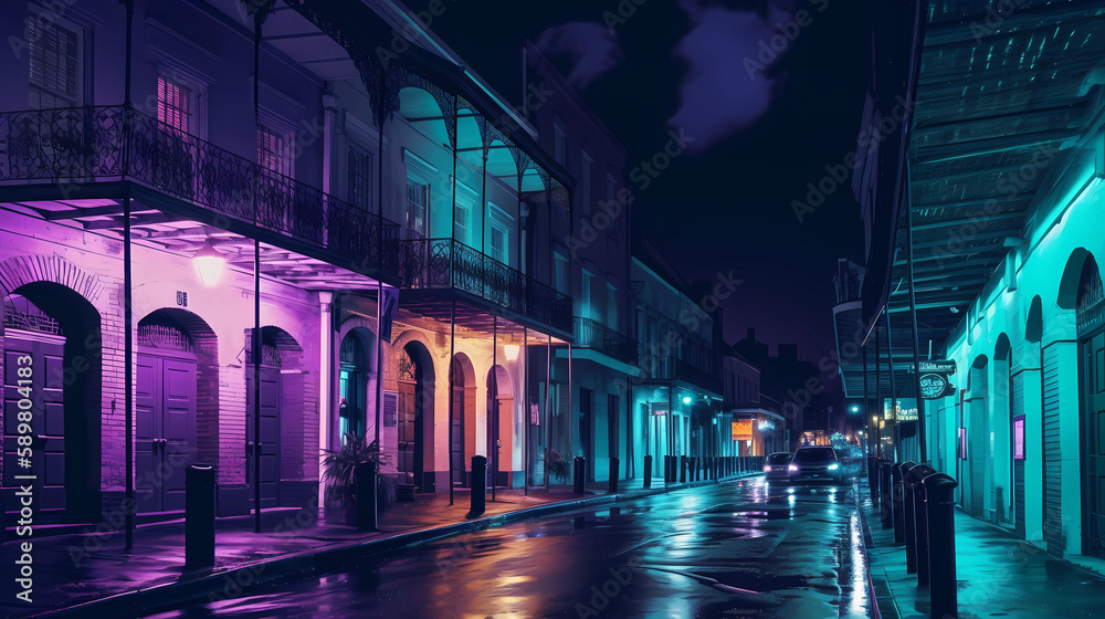 Fototapeta premium Night View of the New Orleans' French Quarter