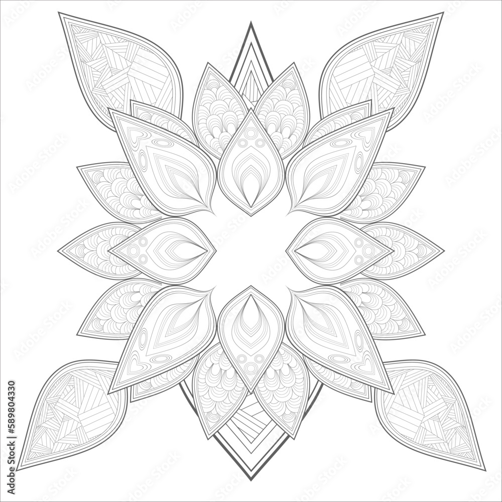 Decorative Abstract Flowers in Black for adult colouring page Isolated on White Background.-vector Decorative Abstract Flowers in Black for adult colouring page Isolated on White Background.-vector