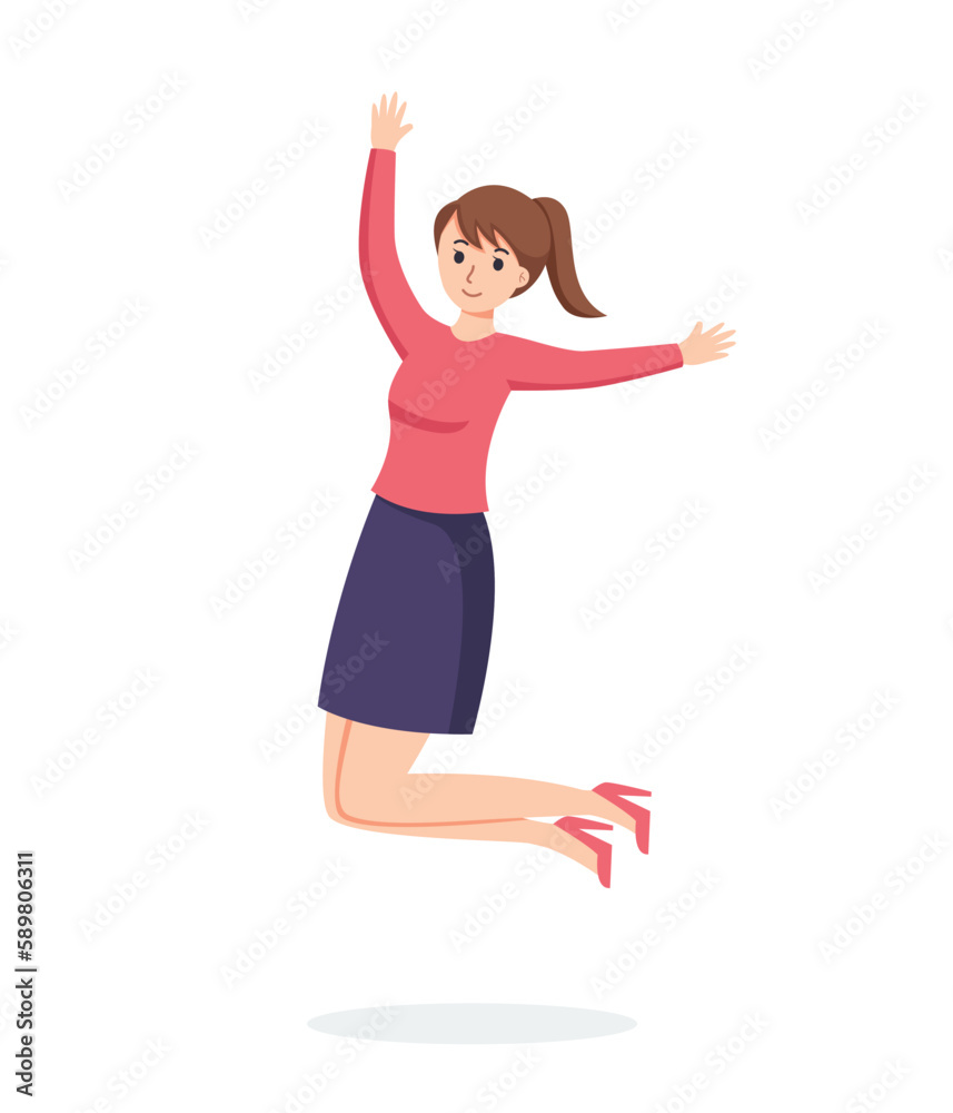 Fototapeta premium woman happy dance movements isolated