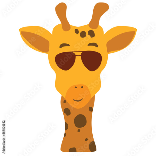 Cute giraffe with sunglasses illustration