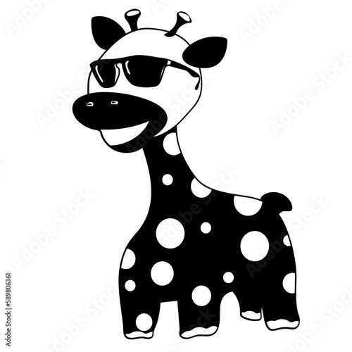 Cute giraffe with sunglasses illustration