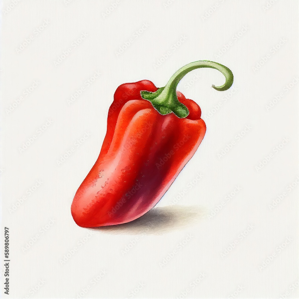 red pepper on white background Generative AI red pepper on white background Generative AI