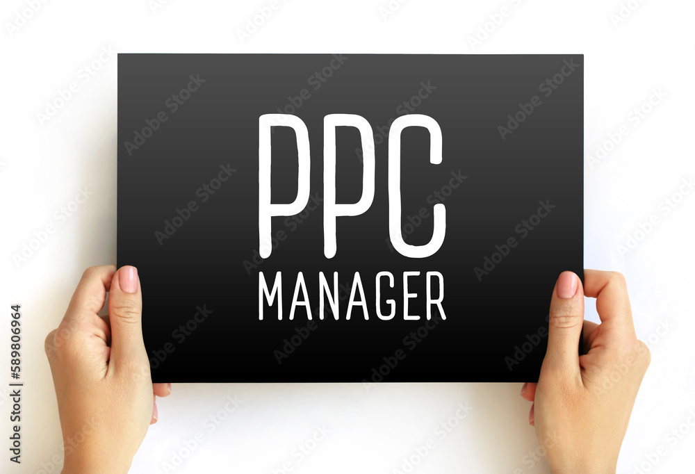 Ppc Manager text on card, business concept background Ppc Manager text on card, business concept background