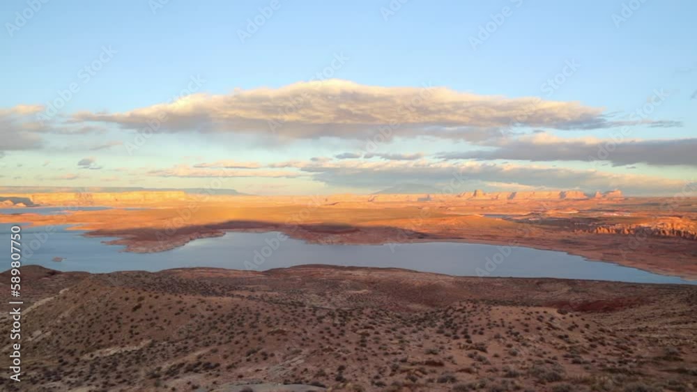 Lake Powell seen from the Wahweap Overlook in Page, Arizona USA Lake Powell seen from the Wahweap Overlook in Page, Arizona USA