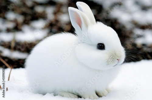 white rabbit in the snow,rabbit in snow,white rabbit