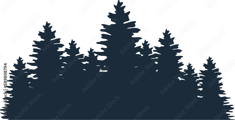 Fototapeta premium Adventure Forest Tree Flat Hand Drawn Illustration