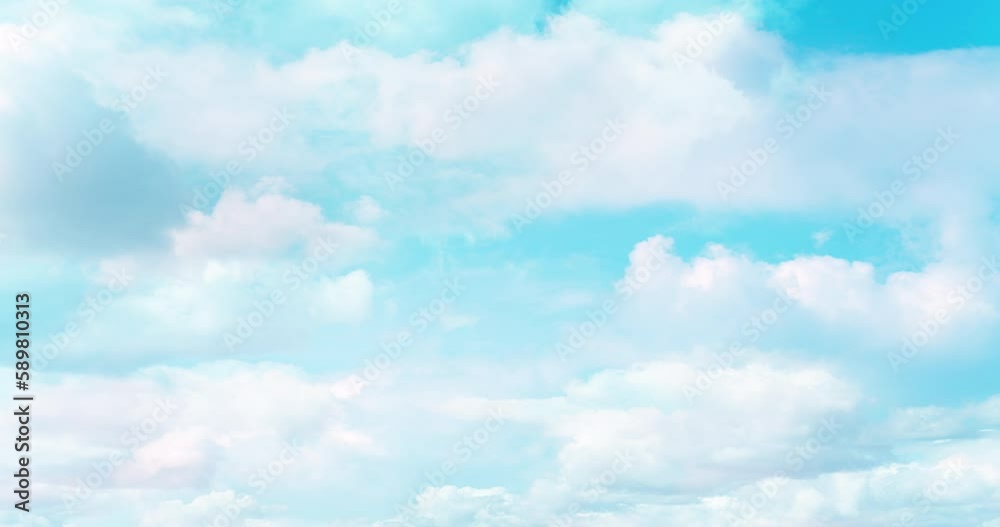  Transparent weightless clouds with a slight pinkish tint run across the aquamarine sky. Amazing 4K time lapse. Watercolor painting effect. 
