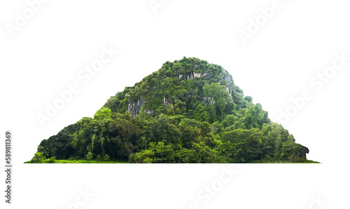 Panorama island, hill, mountain on transparent background. png file. for photo montage. Used for graphics.