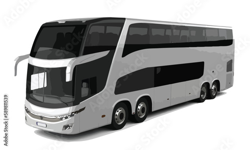 bus luxury vip first class travel vacation tourism tour public route modern art design vector template isolated white background double high large decker 3d