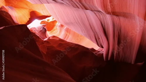 Orange color rock formations of Upper Antelope Canyon, US