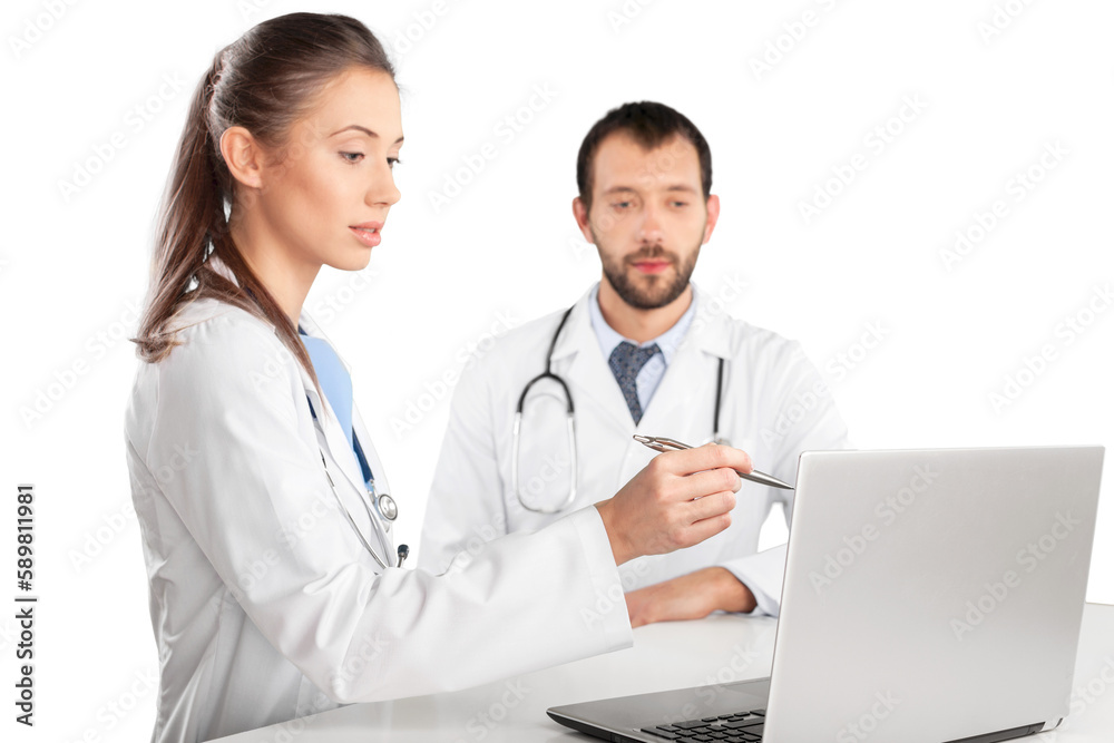 Doctors team talking expertise in hospital Doctors team talking expertise in hospital