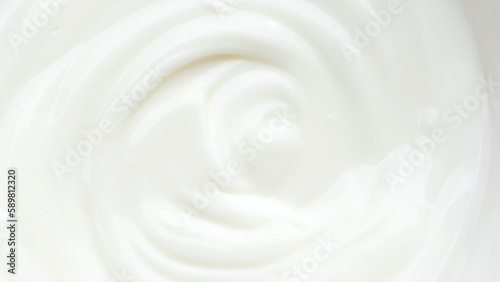 Close up of white natural creamy yogurt.