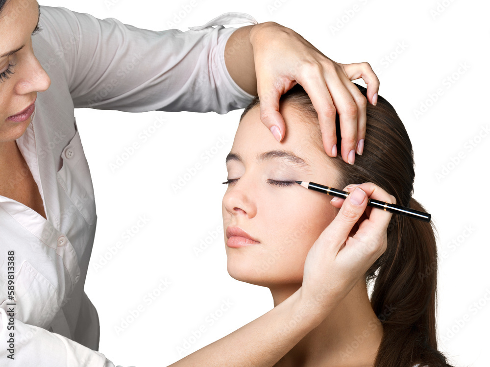 Professional makeup artist doing makeup for girl Professional makeup artist doing makeup for girl