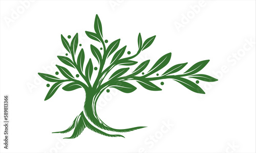 Tree icon concept of a stylized tree with leaves, lends itself to being used with text