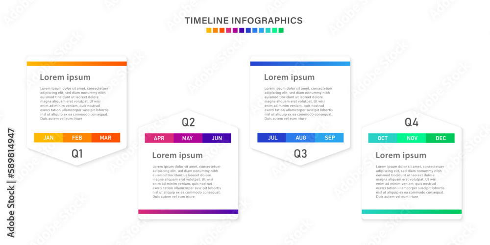 Infographic timeline template for 1 year. Business infographic timeline design with 12 steps or options. Can be used for workflows, calendar layouts, diagrams, presentations. Vector illustration