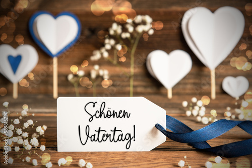 Label, Decoration, Heart, Flower, Schoenen Vatertag Means Happy Fathers Day