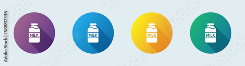 Milk solid icon in flat design style. Drink signs vector illustration.