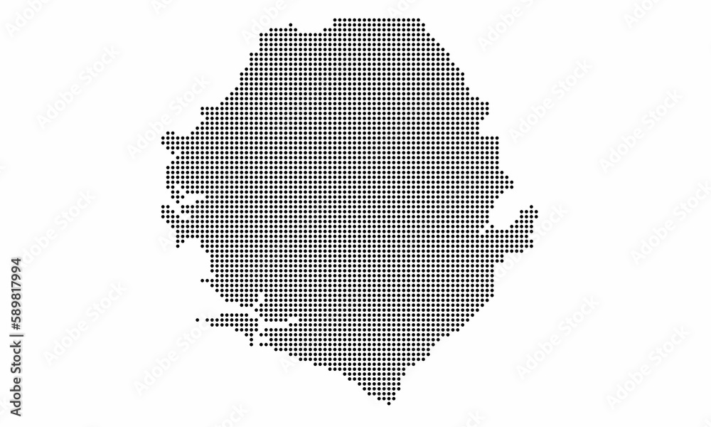 Sierra Leone dotted map with grunge texture in dot style. Abstract vector illustration of a country map with halftone effect for infographic. 