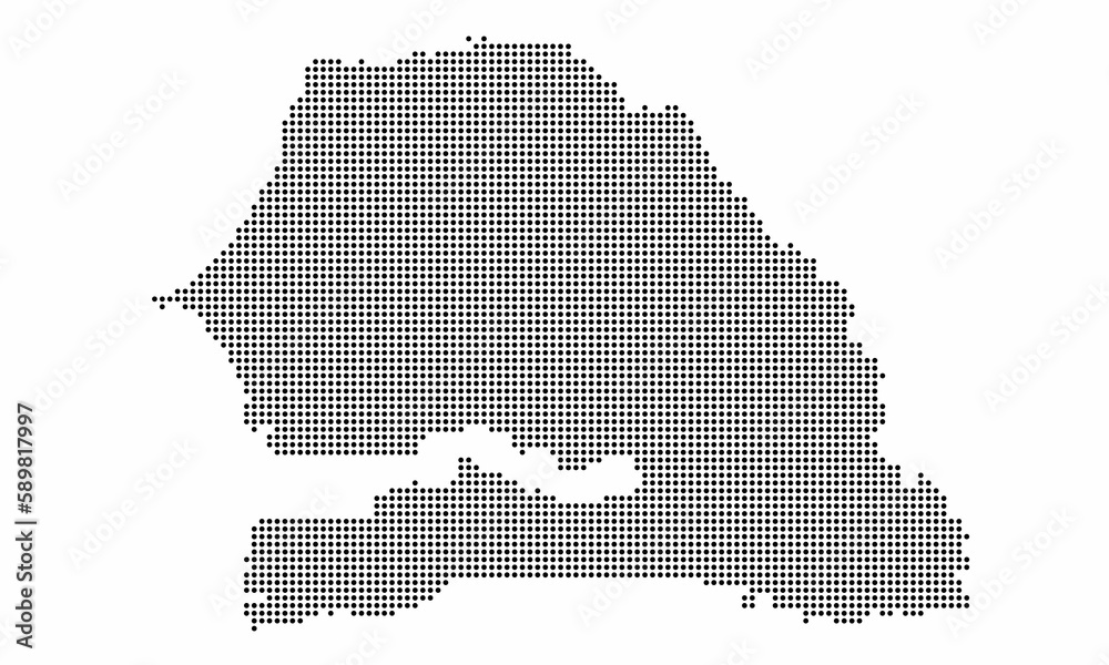 Senegal dotted map with grunge texture in dot style. Abstract vector illustration of a country map with halftone effect for infographic. 