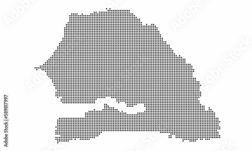 Senegal dotted map with grunge texture in dot style. Abstract vector illustration of a country map with halftone effect for infographic. 