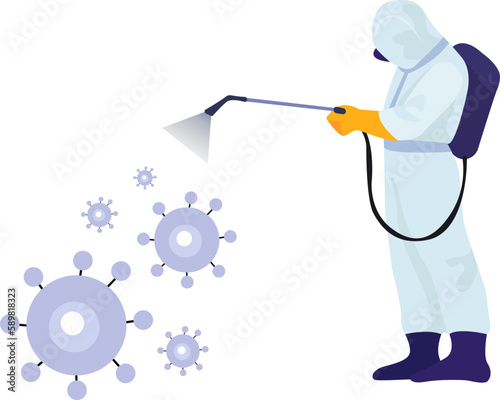 Bacteria removing illustration in color cartoon style. Editable vector graphic design.