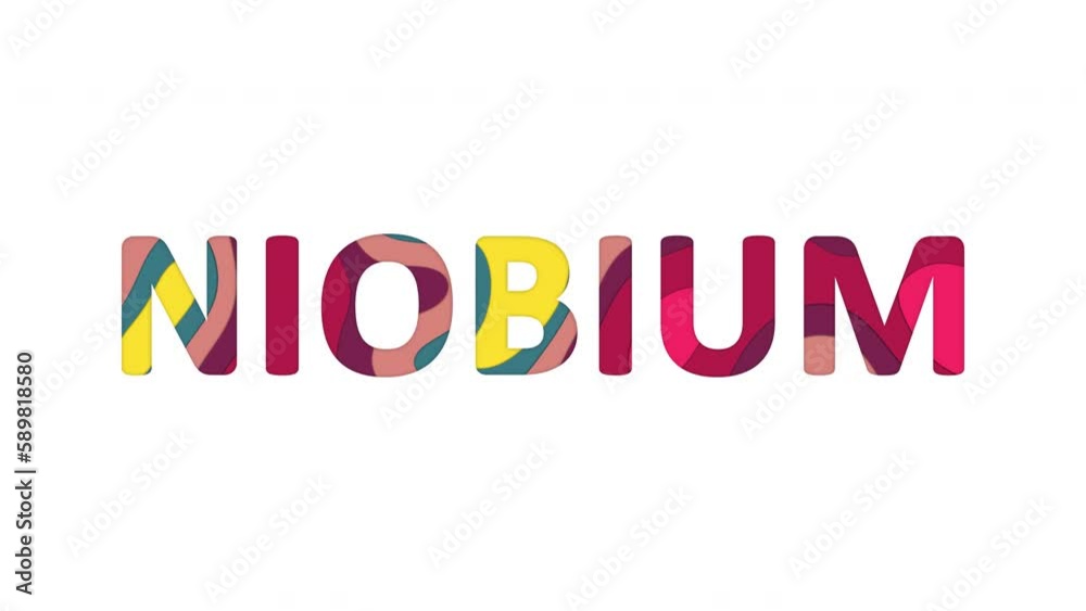 Multi-colored inscription Element of periodic table NIOBIUM with colored spots floating inside. Looped from frame 120 to 839, Alpha BW at the end Multi-colored inscription Element of periodic table NIOBIUM with colored spots floating inside. Looped from frame 120 to 839, Alpha BW at the end