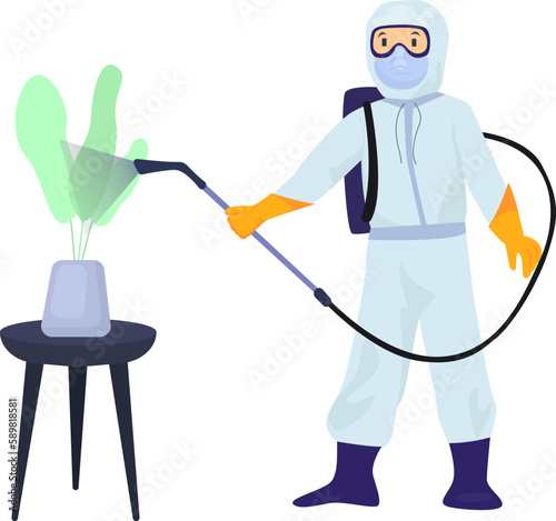 Plant disinfection illustration in color cartoon style. Editable vector graphic design.