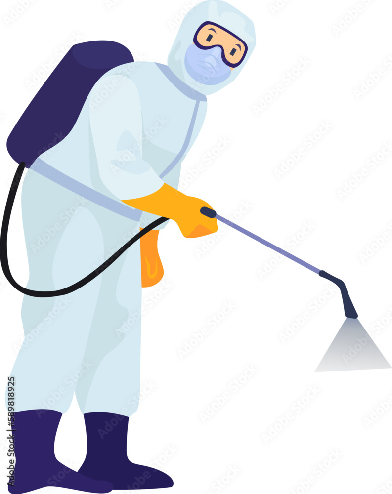 Surface disinfection illustration in color cartoon style. Editable vector graphic design.