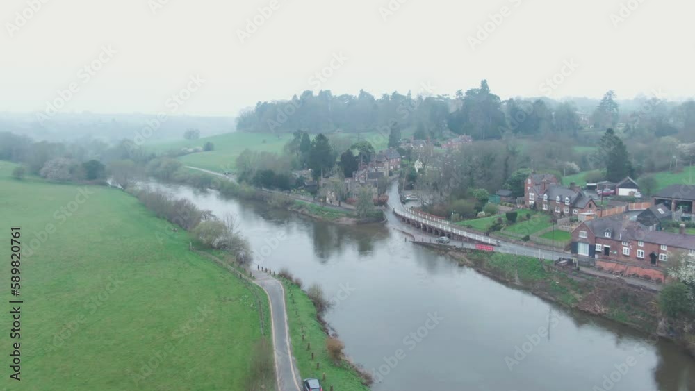 Arley Kings River fly over Worcestershire UK River Arley Kings River fly over Worcestershire UK River