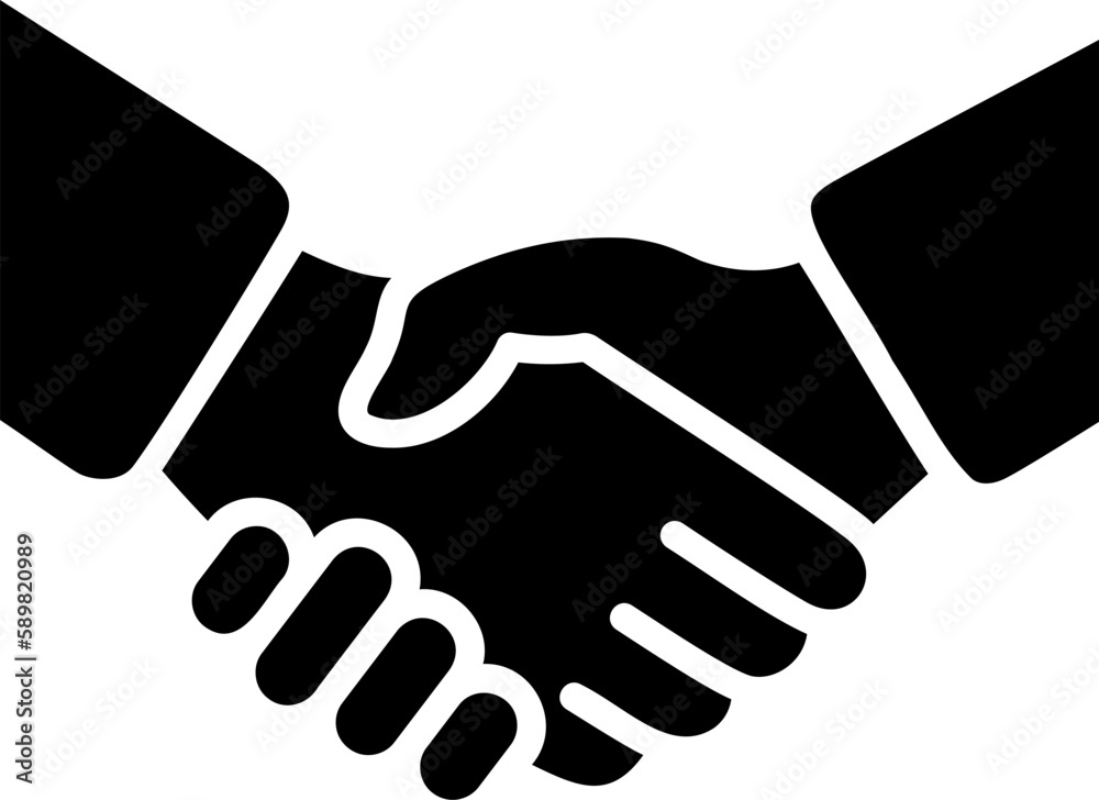 Flat vector icon of a handshake of two hands as a concept of trust, support and partnership