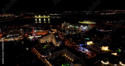 Wallpaper Mural Aerial footage of the promenade in Eilat with the beautiful hotels in the evening. Shot in C4K Apple ProRes 422 HQ Torontodigital.ca