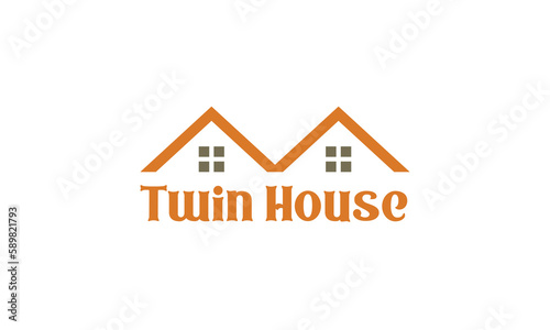 house logo. twin house logo. letter M house logo